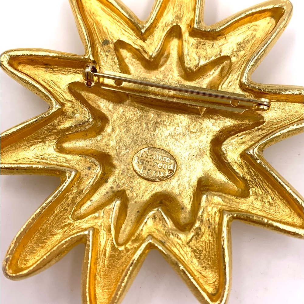 Edouard Rambaud Paris Gold Double Star Pin Brooch - Picture 7 of 7